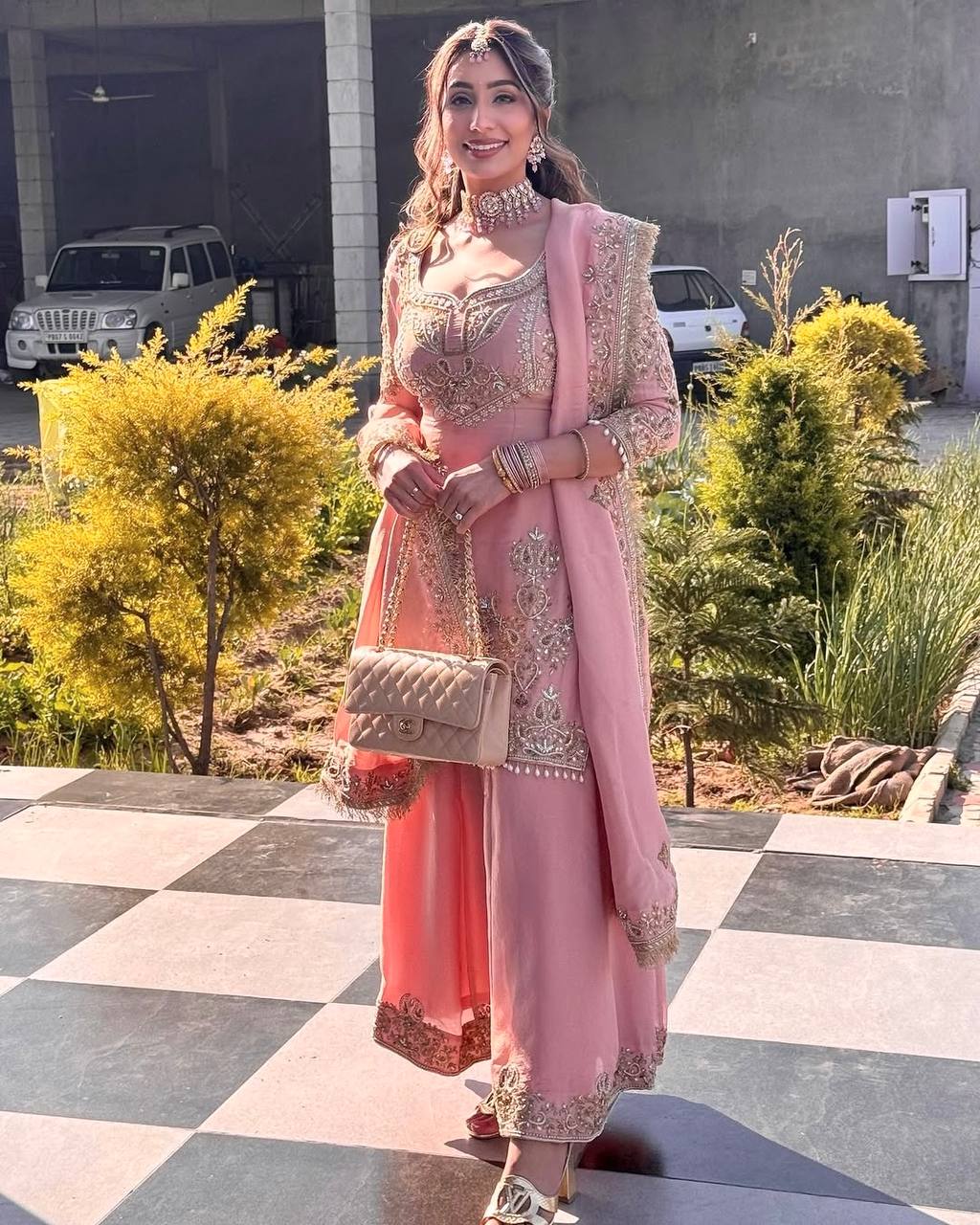 Designer silk readymade kurta palazzo with dupatta set
