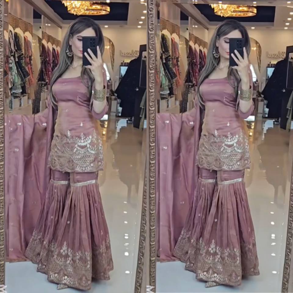 New Designer Party Wear Look – Top, sharara, and Dupatta with Heavy Embroidery Work