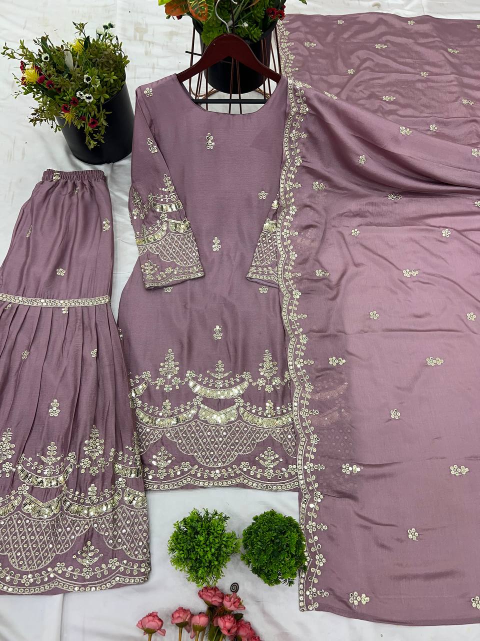 New Designer Party Wear Look – Top, sharara, and Dupatta with Heavy Embroidery Work