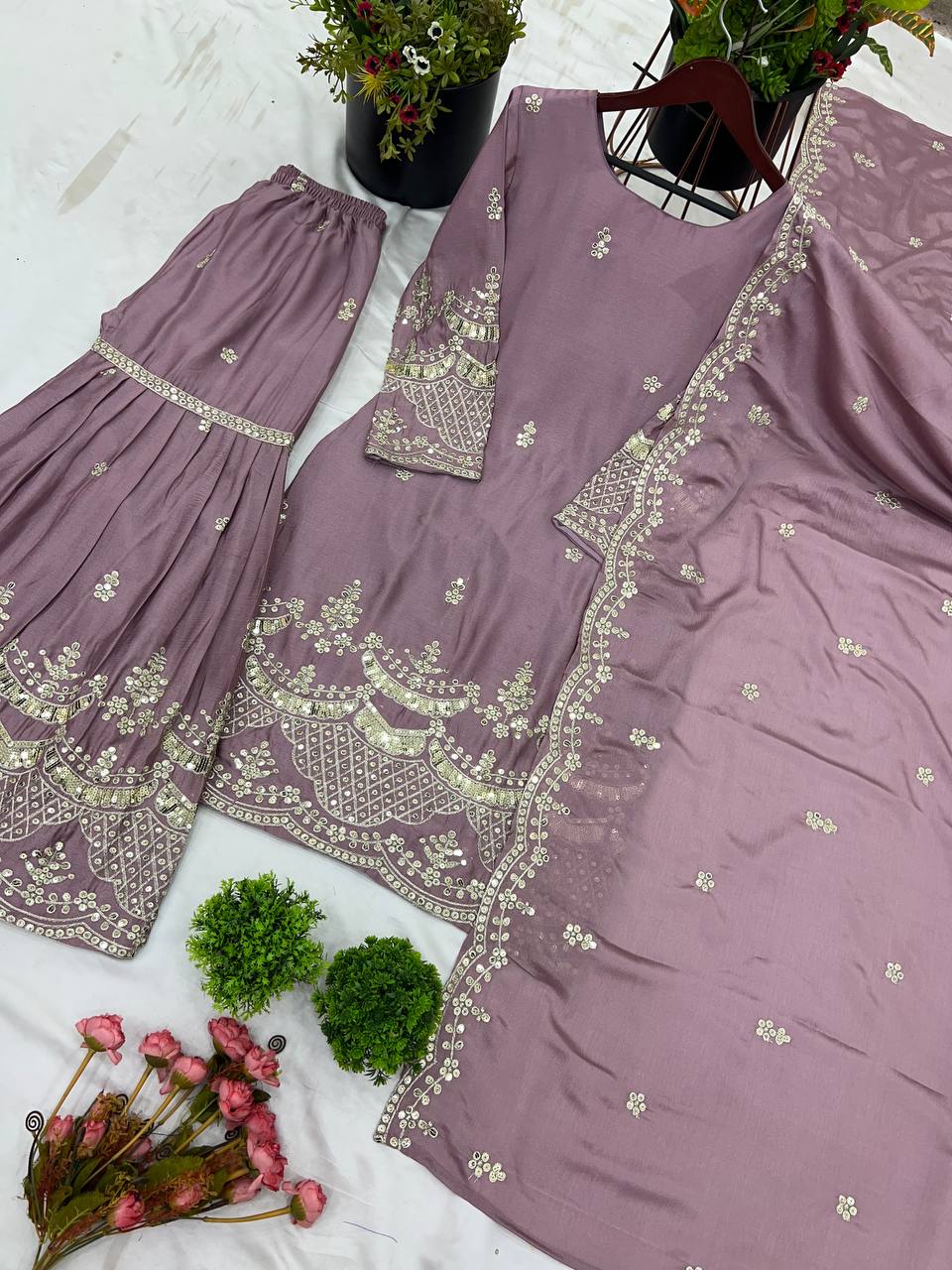 New Designer Party Wear Look – Top, sharara, and Dupatta with Heavy Embroidery Work