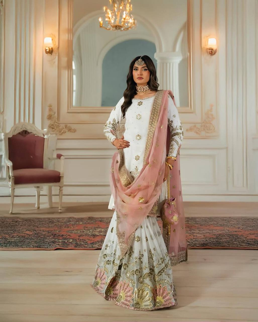 Women designer georgette kurta sharara with dupatta sets