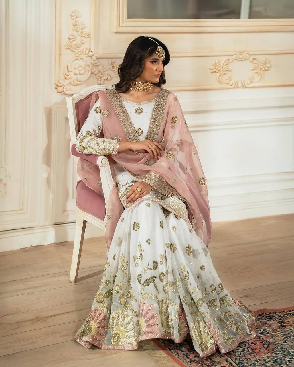 Women designer georgette kurta sharara with dupatta sets