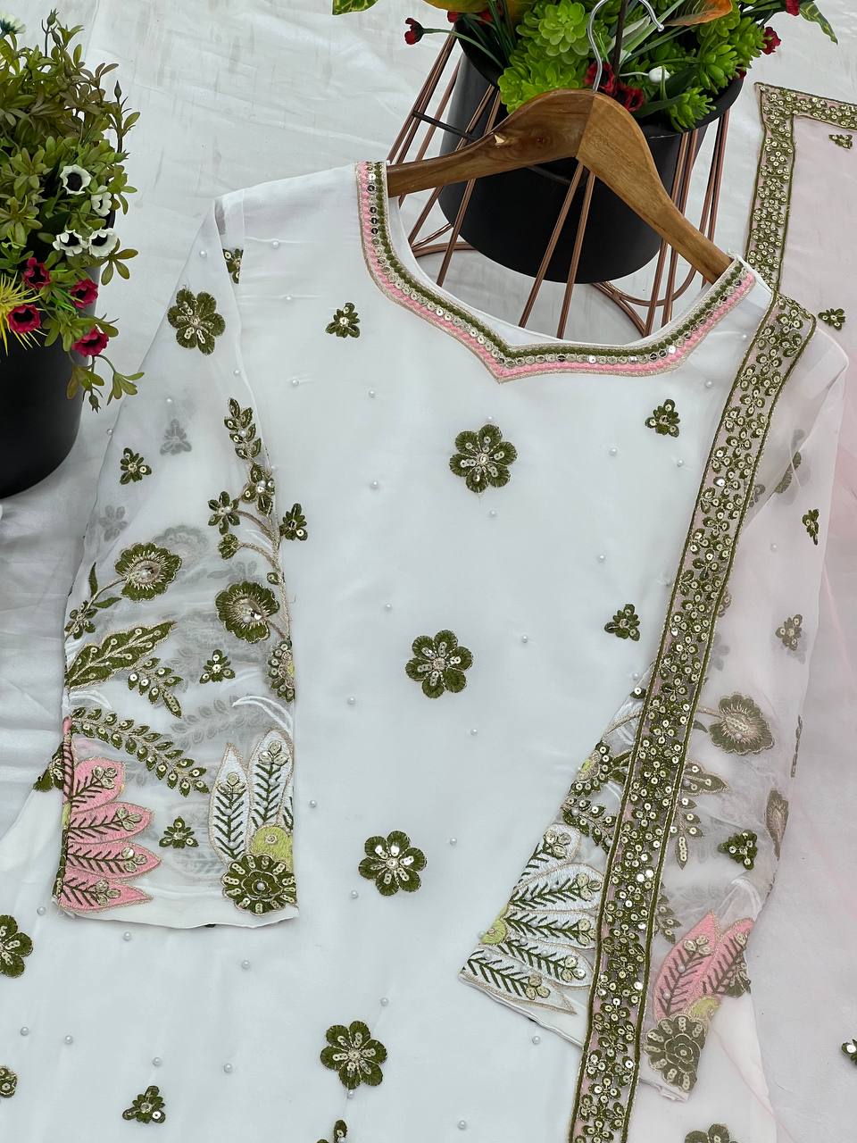 Women designer georgette kurta sharara with dupatta sets