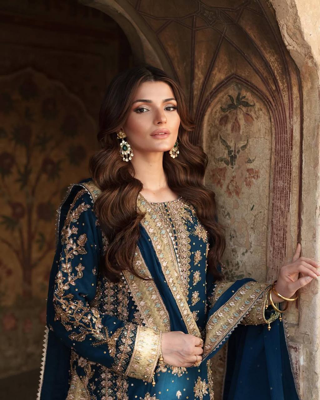 Wedding wear Heavy Georgette Embroidered Top  Bottom Set with Dupatta