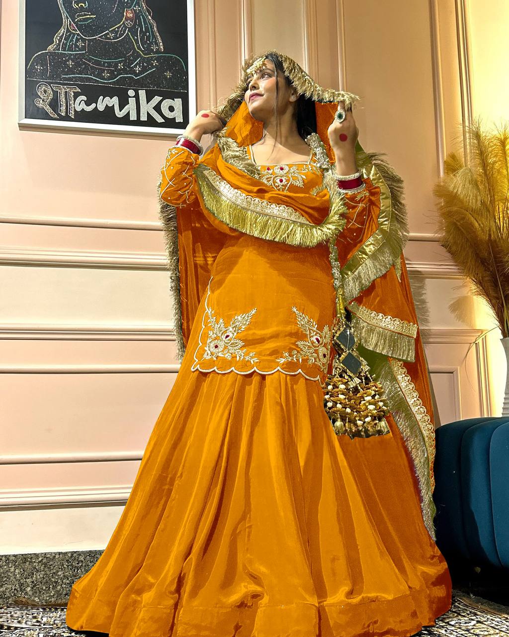Ready to wear designer Pakistani bride wear  Crepe Silk lehenga choli with dupatta set