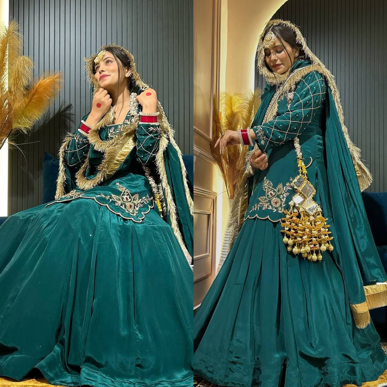 Ready to wear designer Pakistani bride wear  Crepe Silk lehenga choli with dupatta set