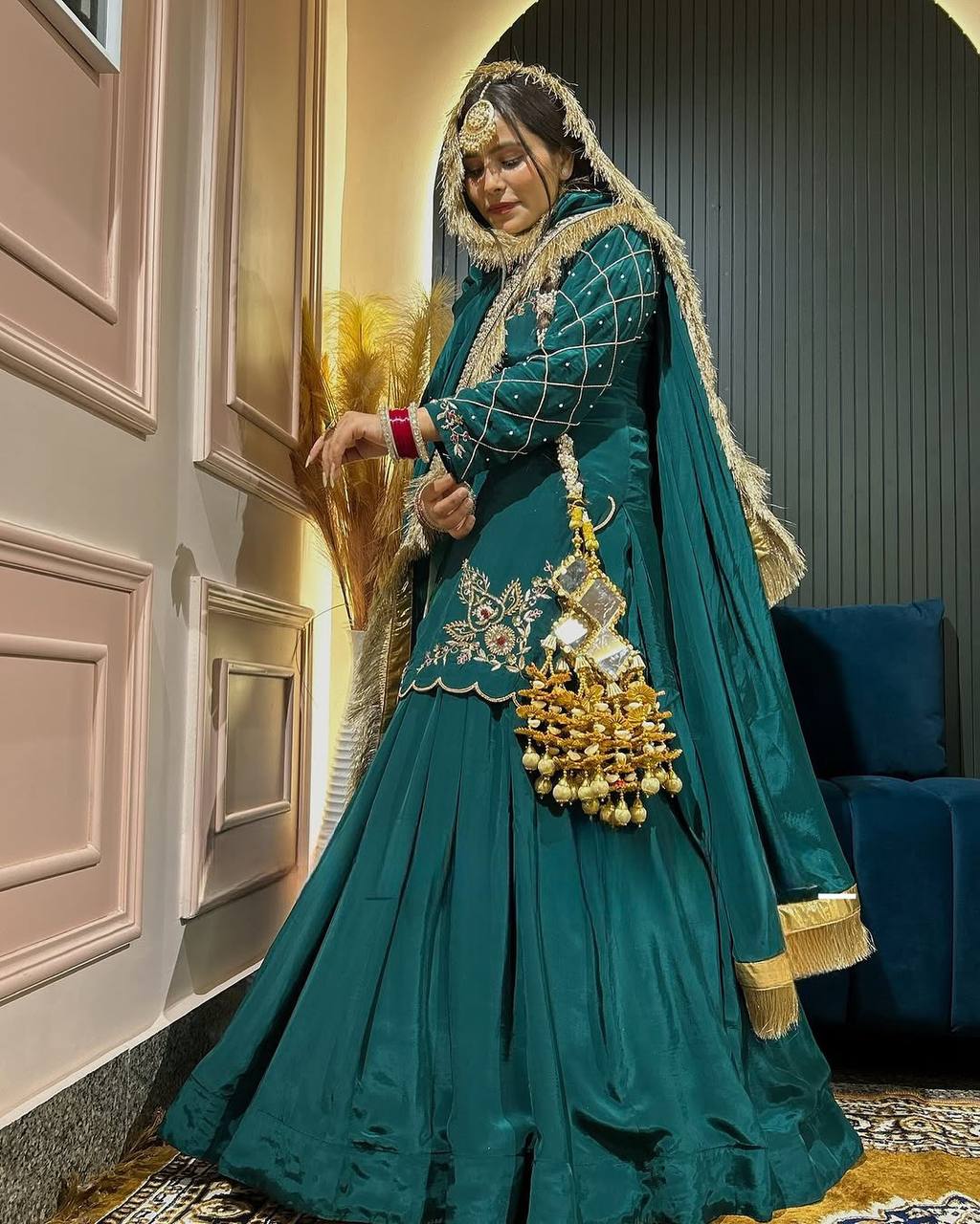 Ready to wear designer Pakistani bride wear  Crepe Silk lehenga choli with dupatta set