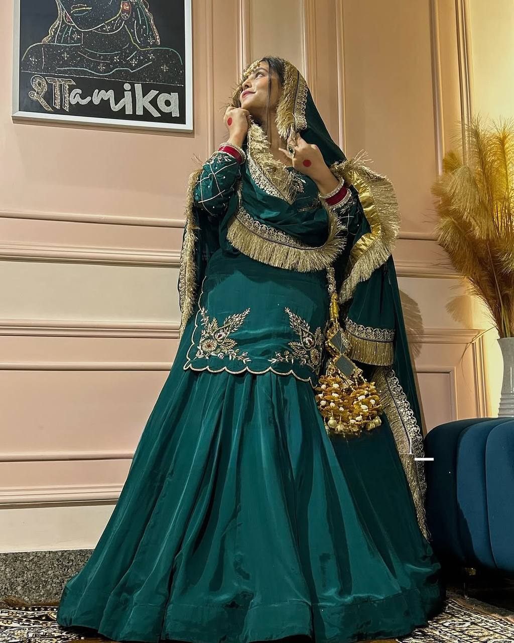 Ready to wear designer Pakistani bride wear  Crepe Silk lehenga choli with dupatta set