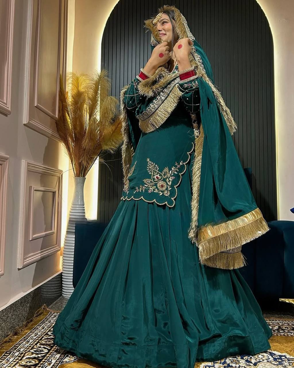 Ready to wear designer Pakistani bride wear  Crepe Silk lehenga choli with dupatta set