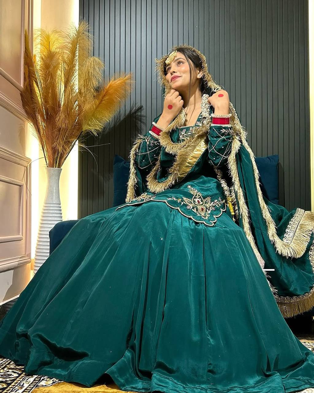 Ready to wear designer Pakistani bride wear  Crepe Silk lehenga choli with dupatta set