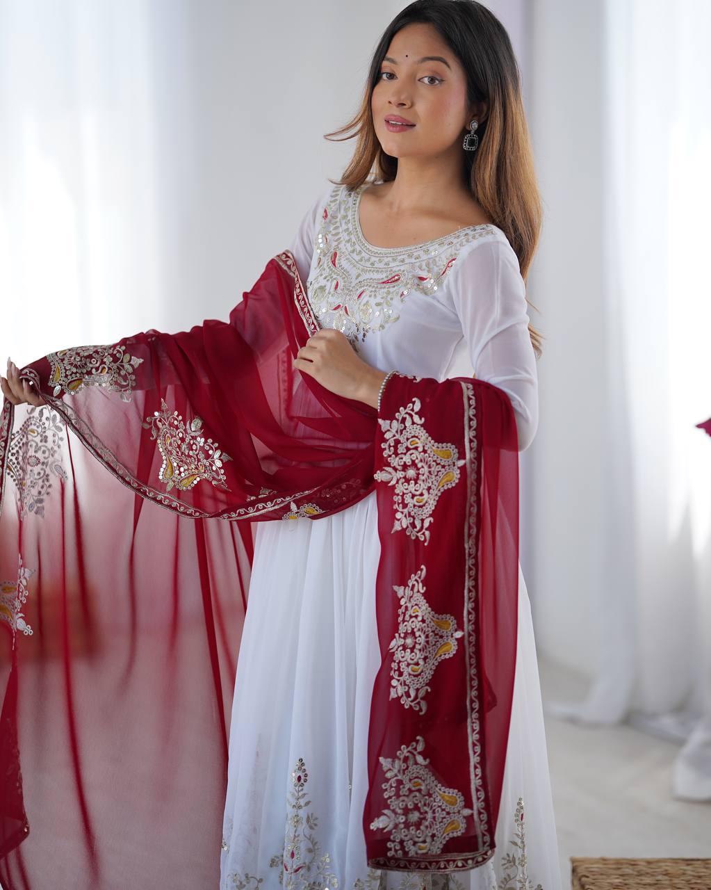Heavy designer flared gown pant with dupatta sets