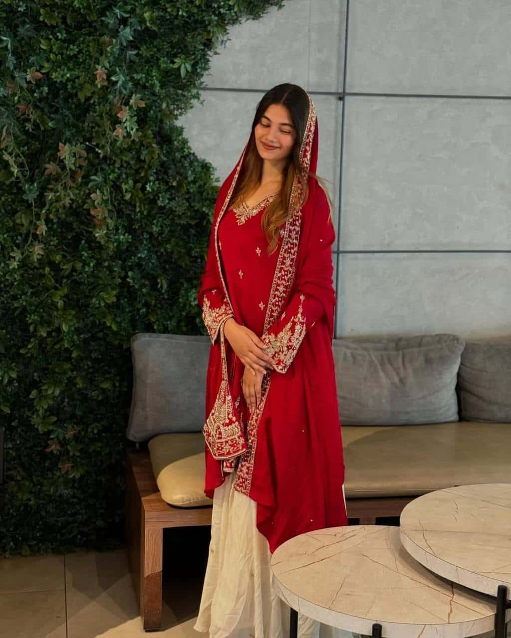"Elegant Heavy Pur Chinon Silk Embroidered Suit Set with Sequence Work, Moti Latkan Border, and Matching Plazzo & Dupatta"