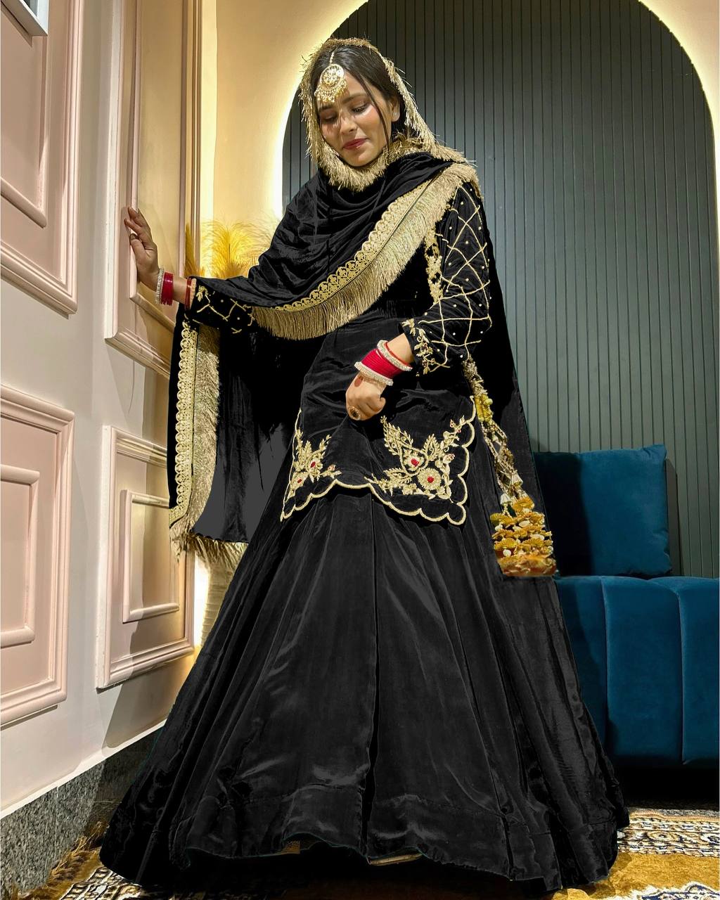 Ready to wear designer Pakistani bride wear  Crepe Silk lehenga choli with dupatta set