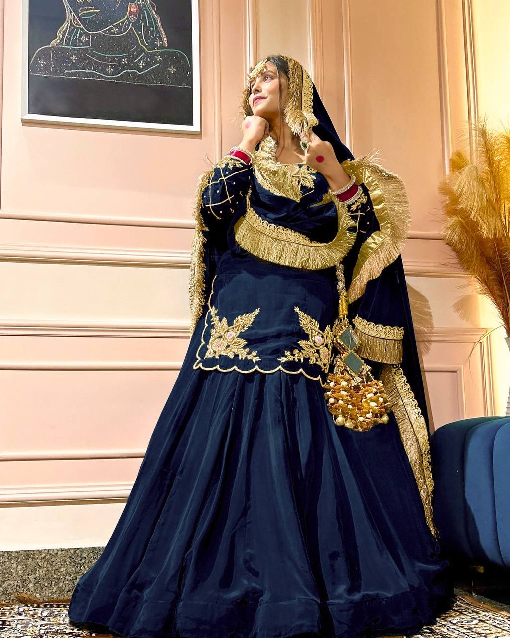 Ready to wear designer Pakistani bride wear  Crepe Silk lehenga choli with dupatta set
