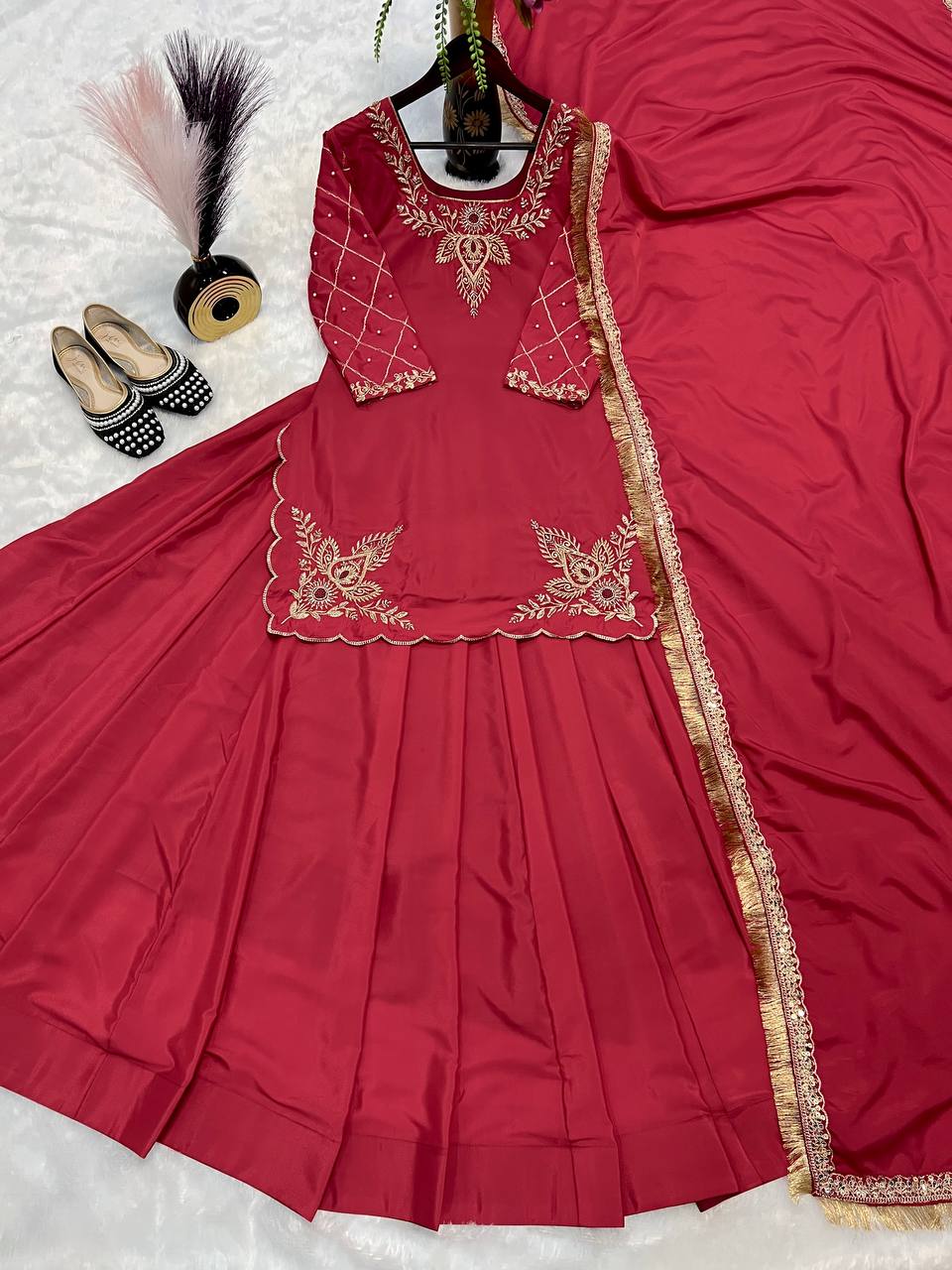 Ready to wear designer Pakistani bride wear  Crepe Silk lehenga choli with dupatta set