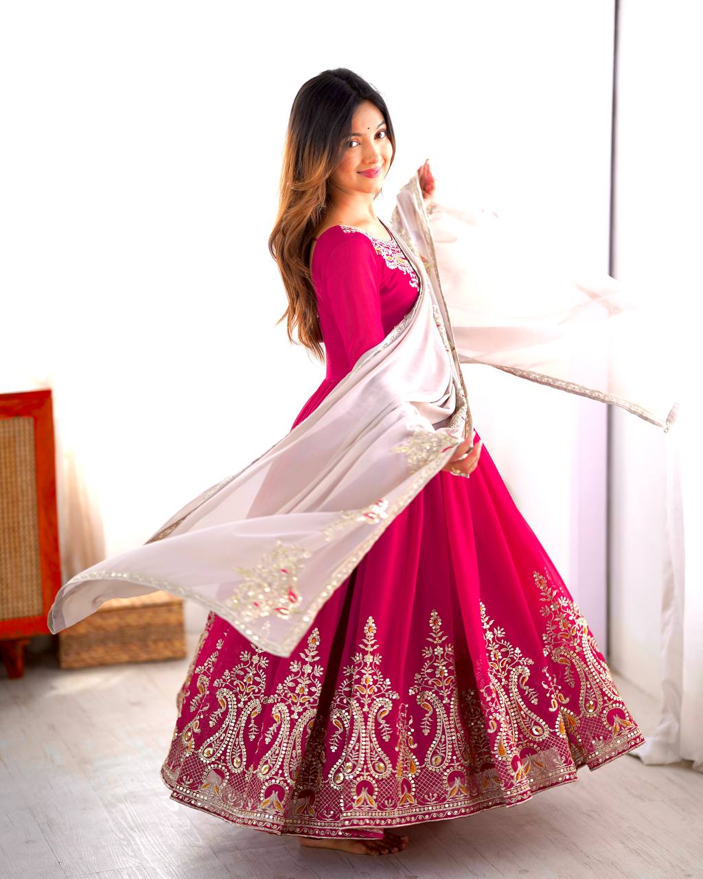 Heavy designer flared gown pant with dupatta sets