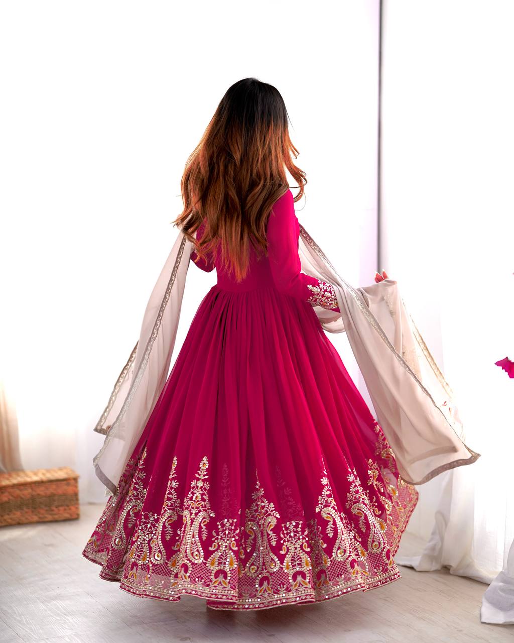 Heavy designer flared gown pant with dupatta sets