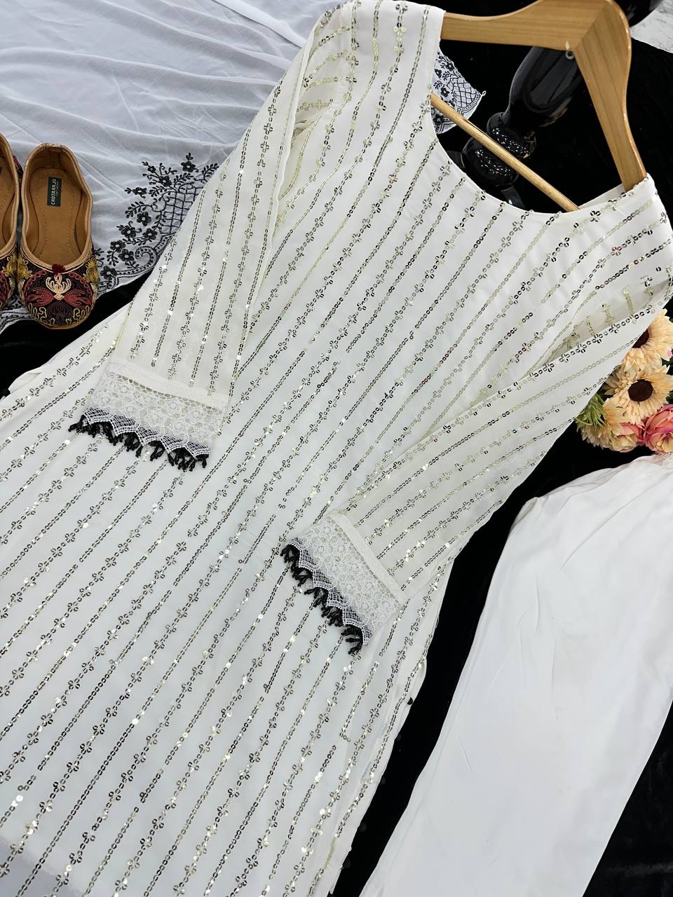 Party Wear Kurti & Pant Set with Fancy Dupatta