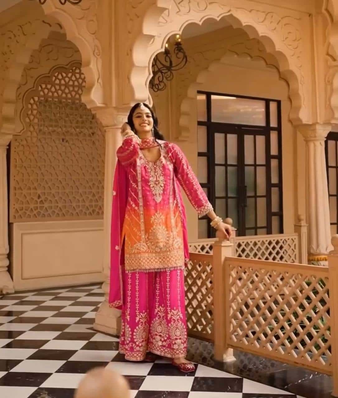 "Heavy Chinnon Silk Embroidered Top, Plazzo & Dupatta Set with Digital Print"