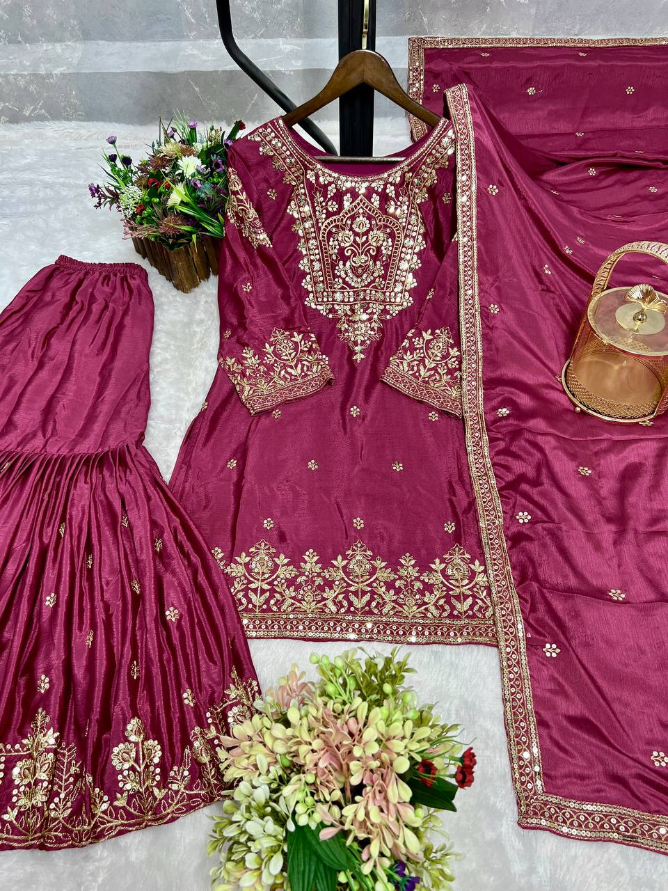 Indian wedding wear silk kurta set for women