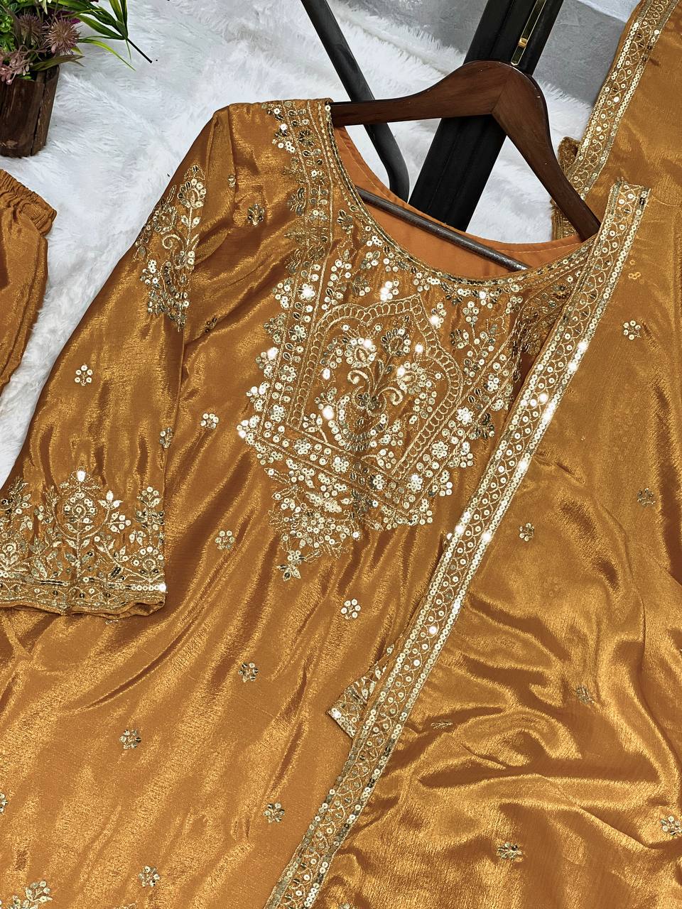 Indian wedding wear silk kurta set for women