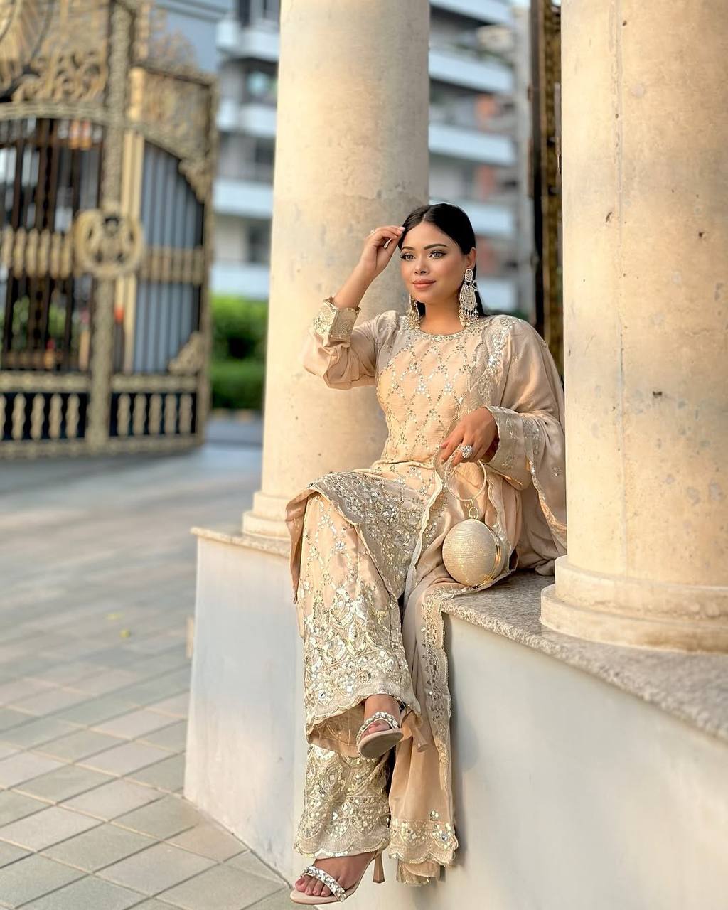 New Sharara Collection - Faux Georgette Top-Bottom and Dupatta Set