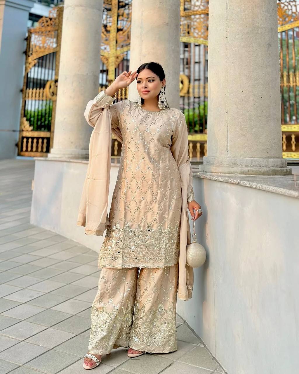 New Sharara Collection - Faux Georgette Top-Bottom and Dupatta Set