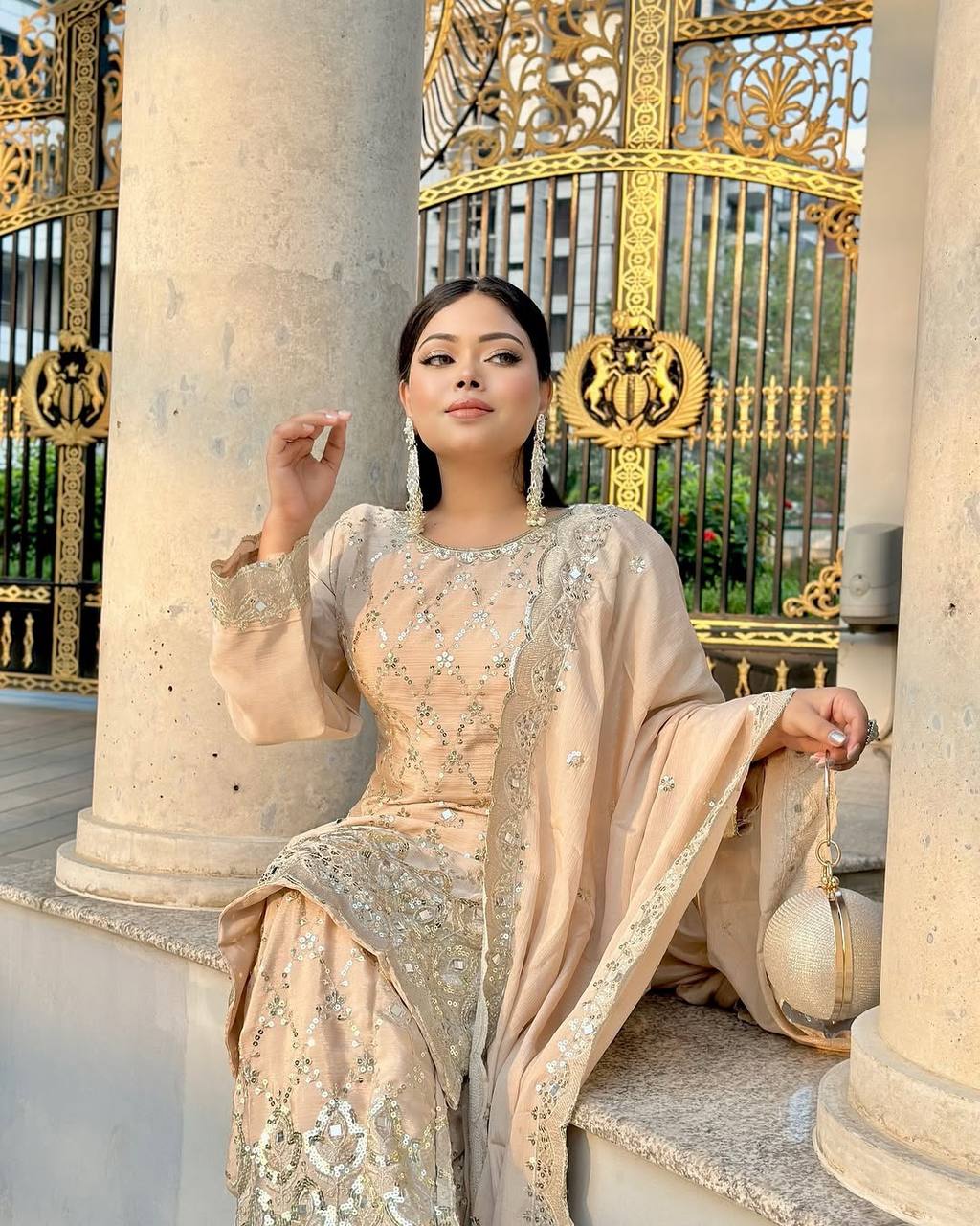 New Sharara Collection - Faux Georgette Top-Bottom and Dupatta Set