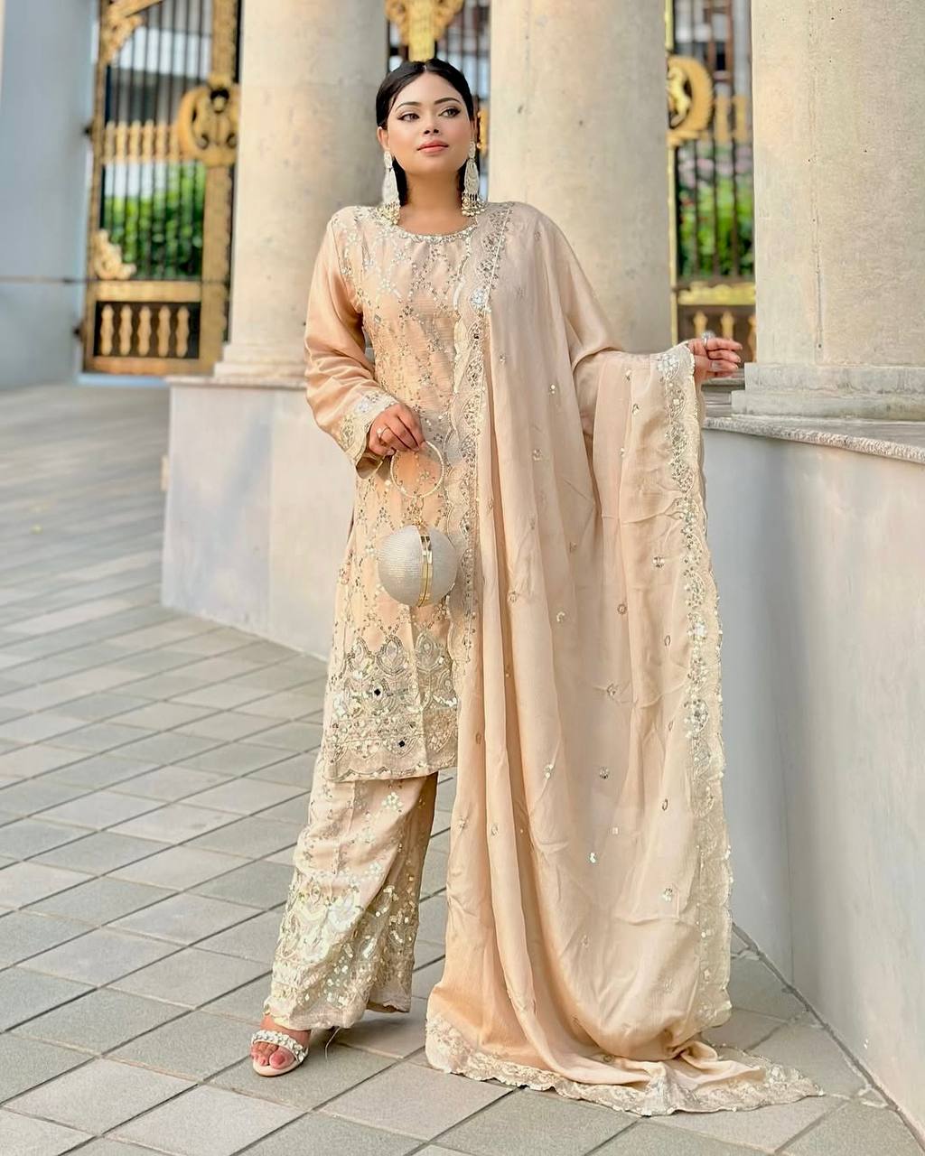New Sharara Collection - Faux Georgette Top-Bottom and Dupatta Set