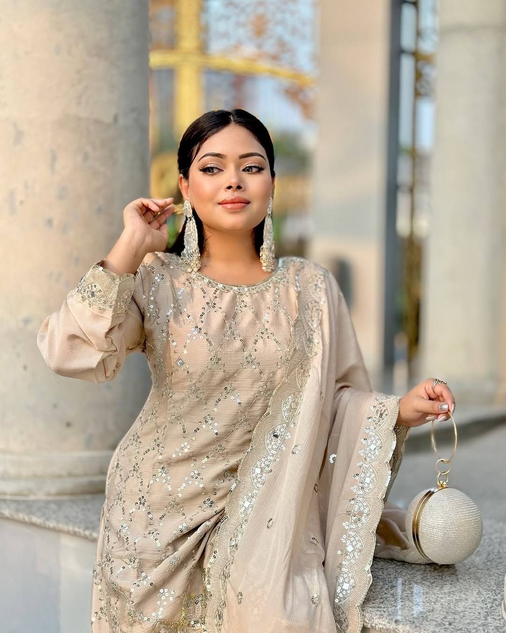 New Sharara Collection - Faux Georgette Top-Bottom and Dupatta Set