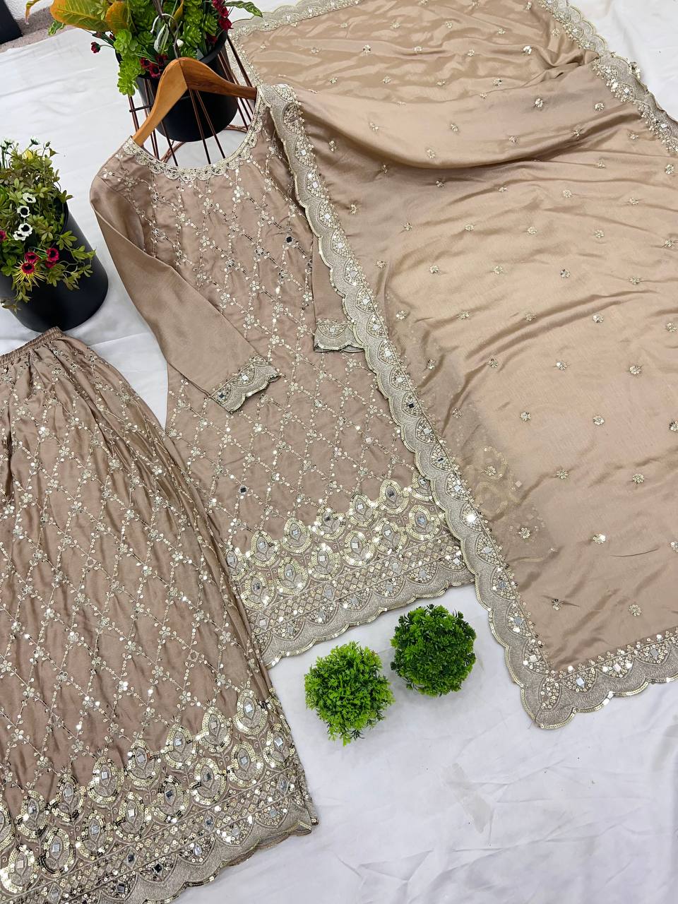 New Sharara Collection - Faux Georgette Top-Bottom and Dupatta Set