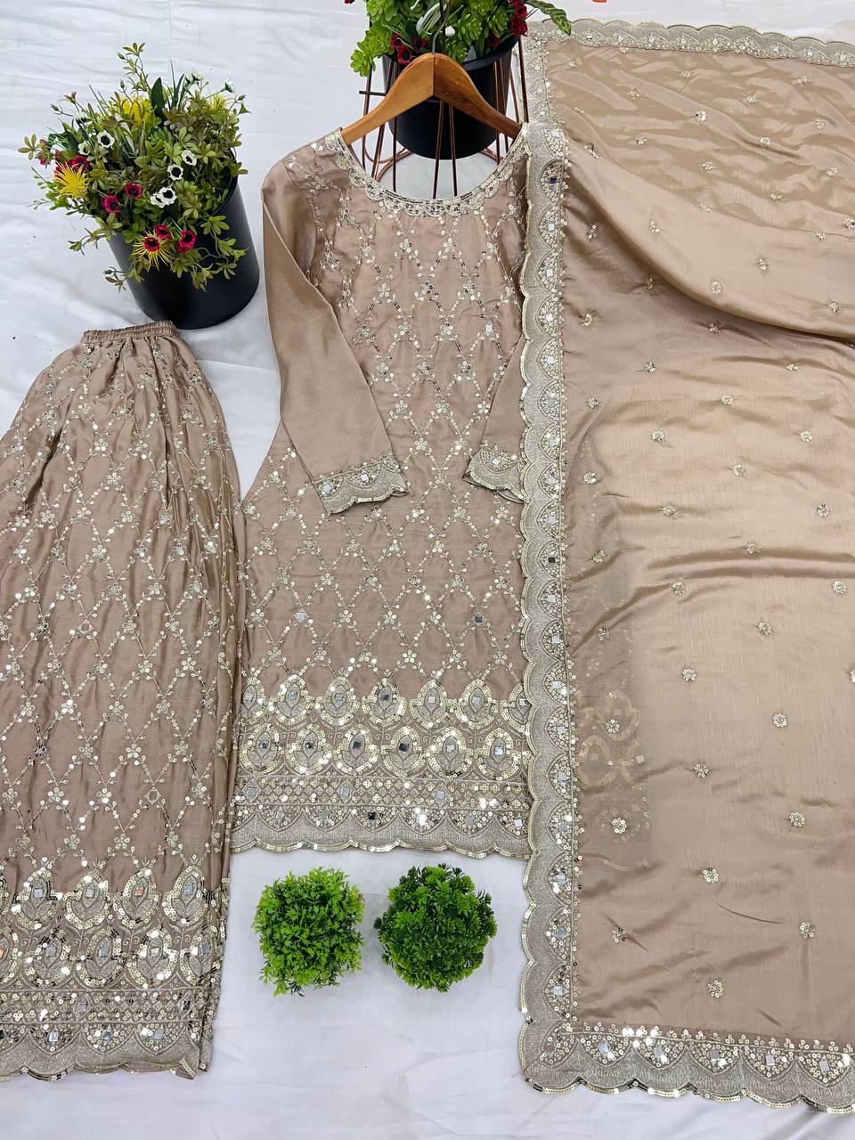 New Sharara Collection - Faux Georgette Top-Bottom and Dupatta Set