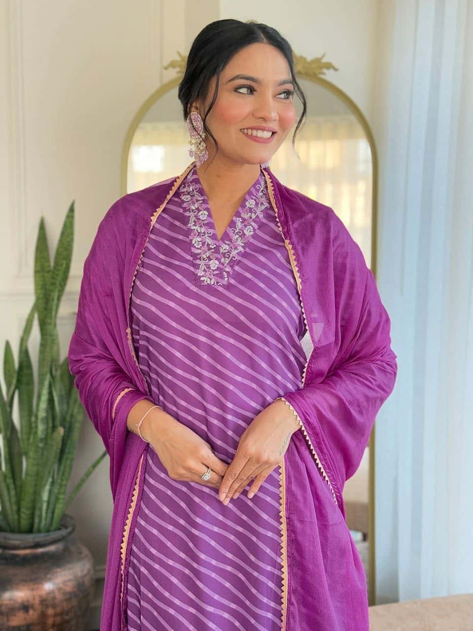 "Elegant Pure Muslin Sequence Embroidery Kurti with Heavy Chinon Dupatta"