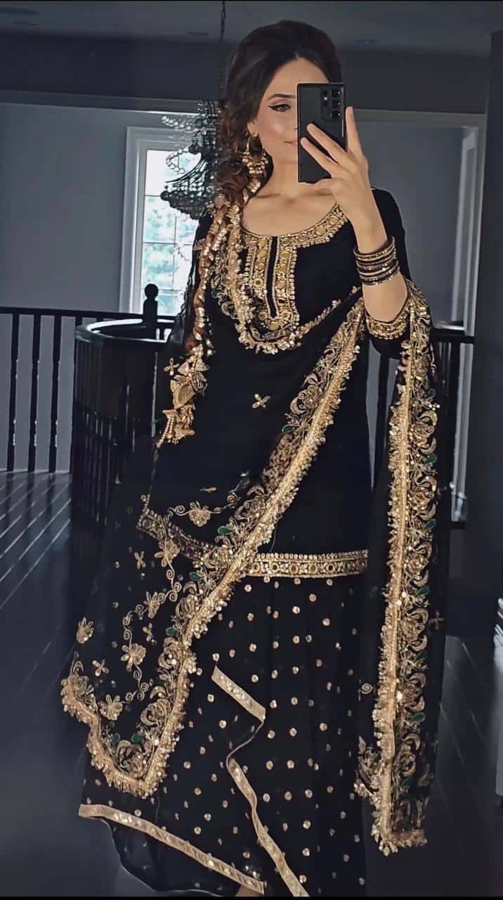 Heavy Malay Silk Embroidered Top with Mirror Work, Faux Georgette Dhoti Skirt, and Dupatta - Full Stitched Ethnic Party Wear Set for Women
