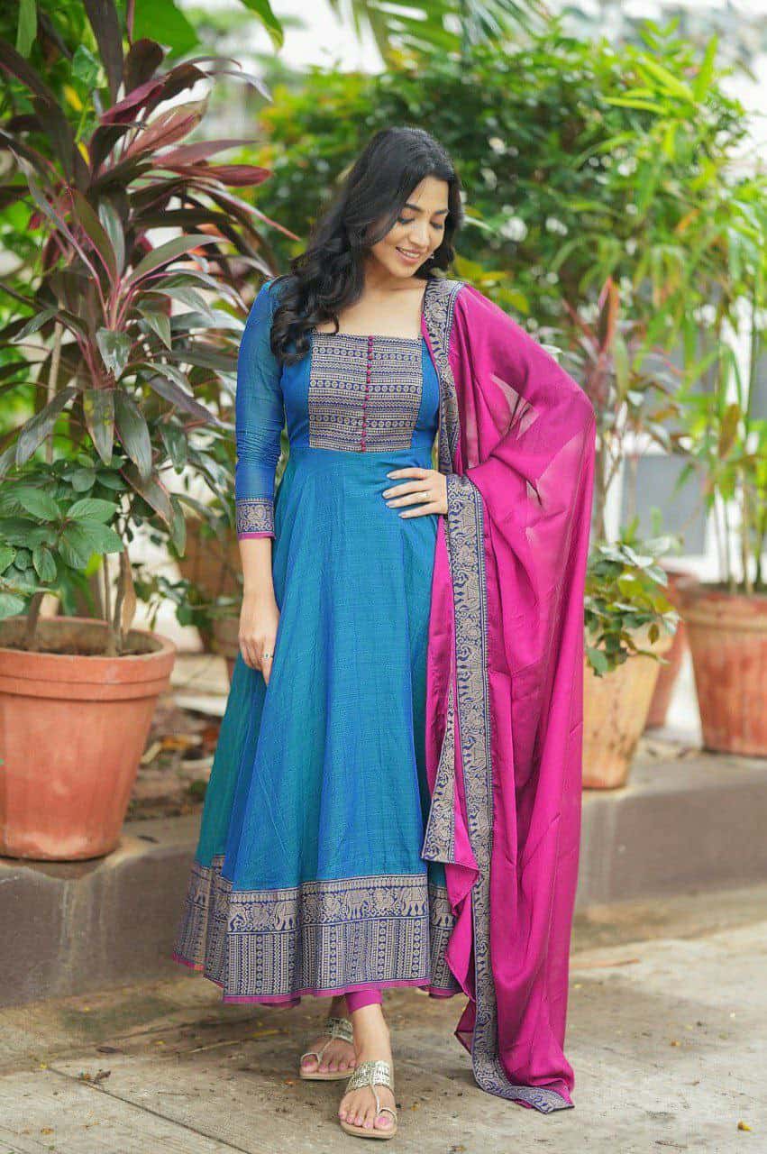 Premium Vichitra Silk Fabric with Zari Weaving – Multiple Sizes Available