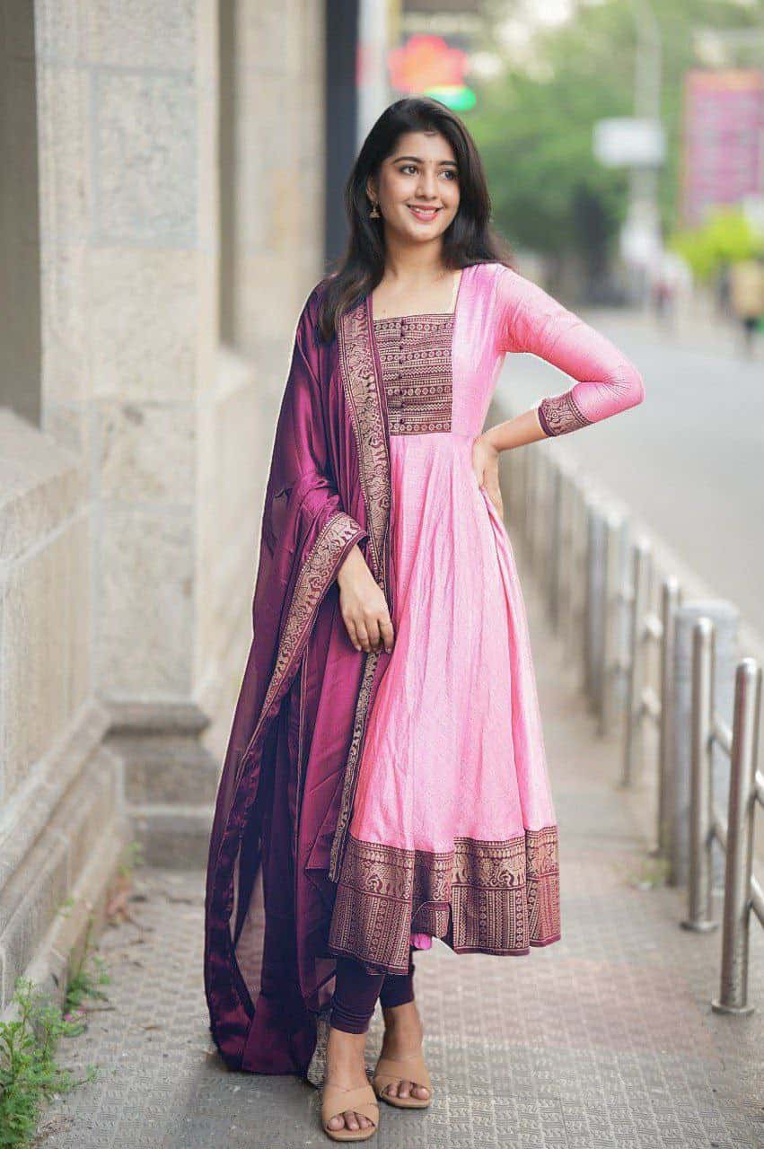 Premium Vichitra Silk Fabric with Zari Weaving – Multiple Sizes Available