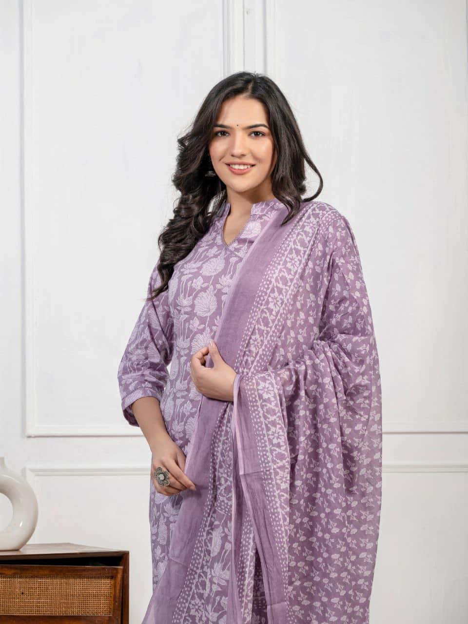 "Breezy Elegance: Pure Cotton Kurti Set for Sunny Days"