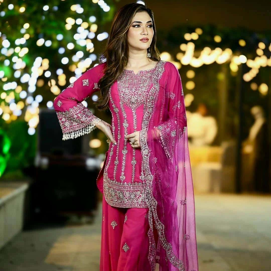 Heavy chinon silk sequence embroidery readymade stitch salwar suit