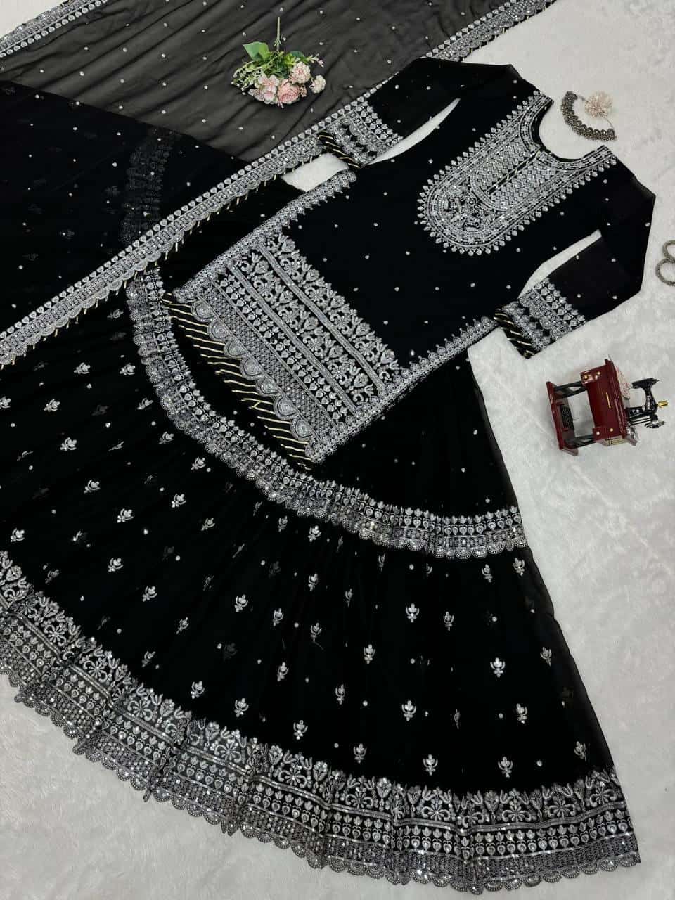 Faux Georgette Kurta Lehenga with Dupatta