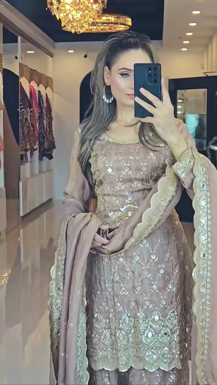 New Sharara Collection - Faux Georgette Top-Bottom and Dupatta Set