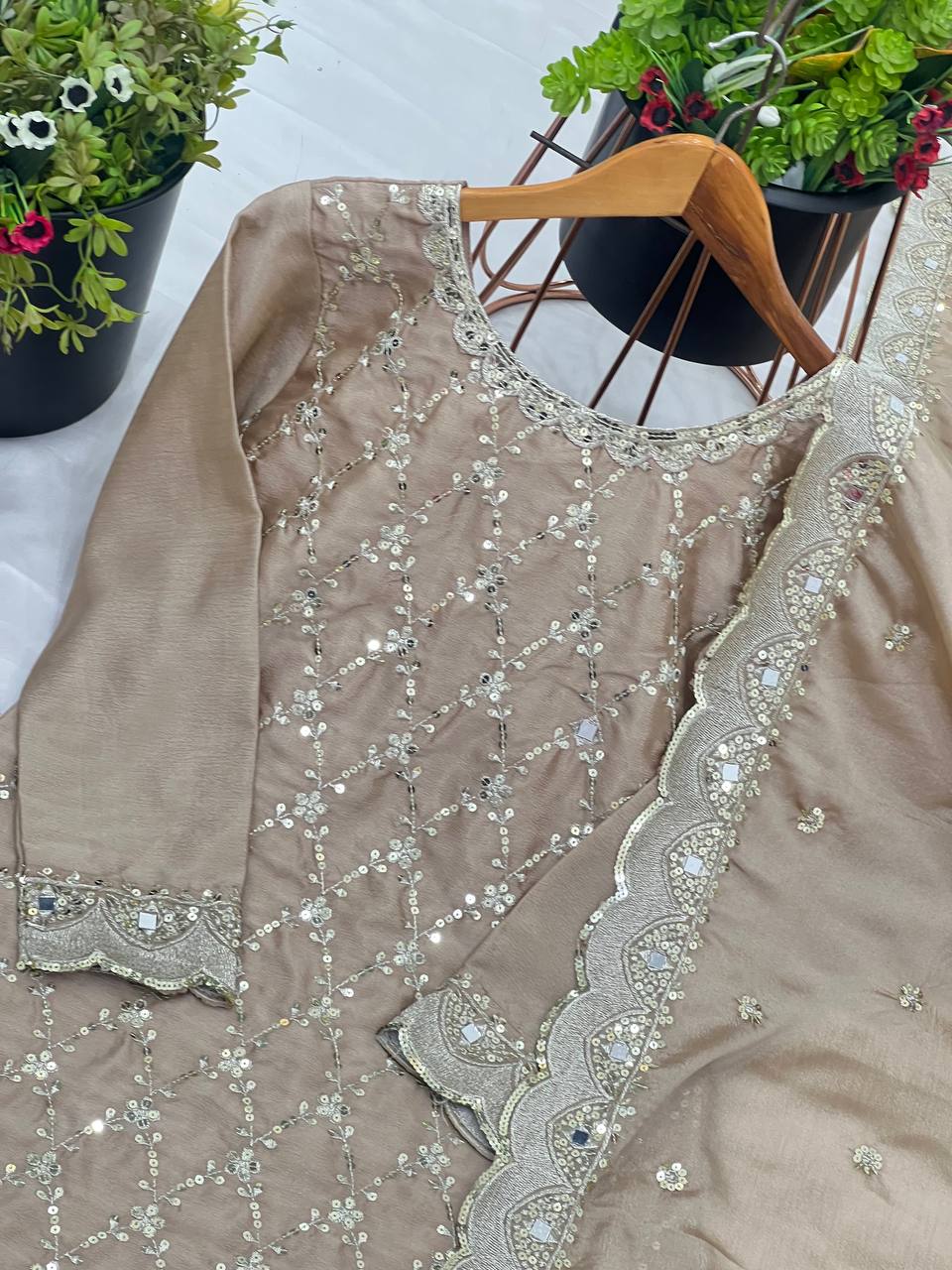 New Sharara Collection - Faux Georgette Top-Bottom and Dupatta Set