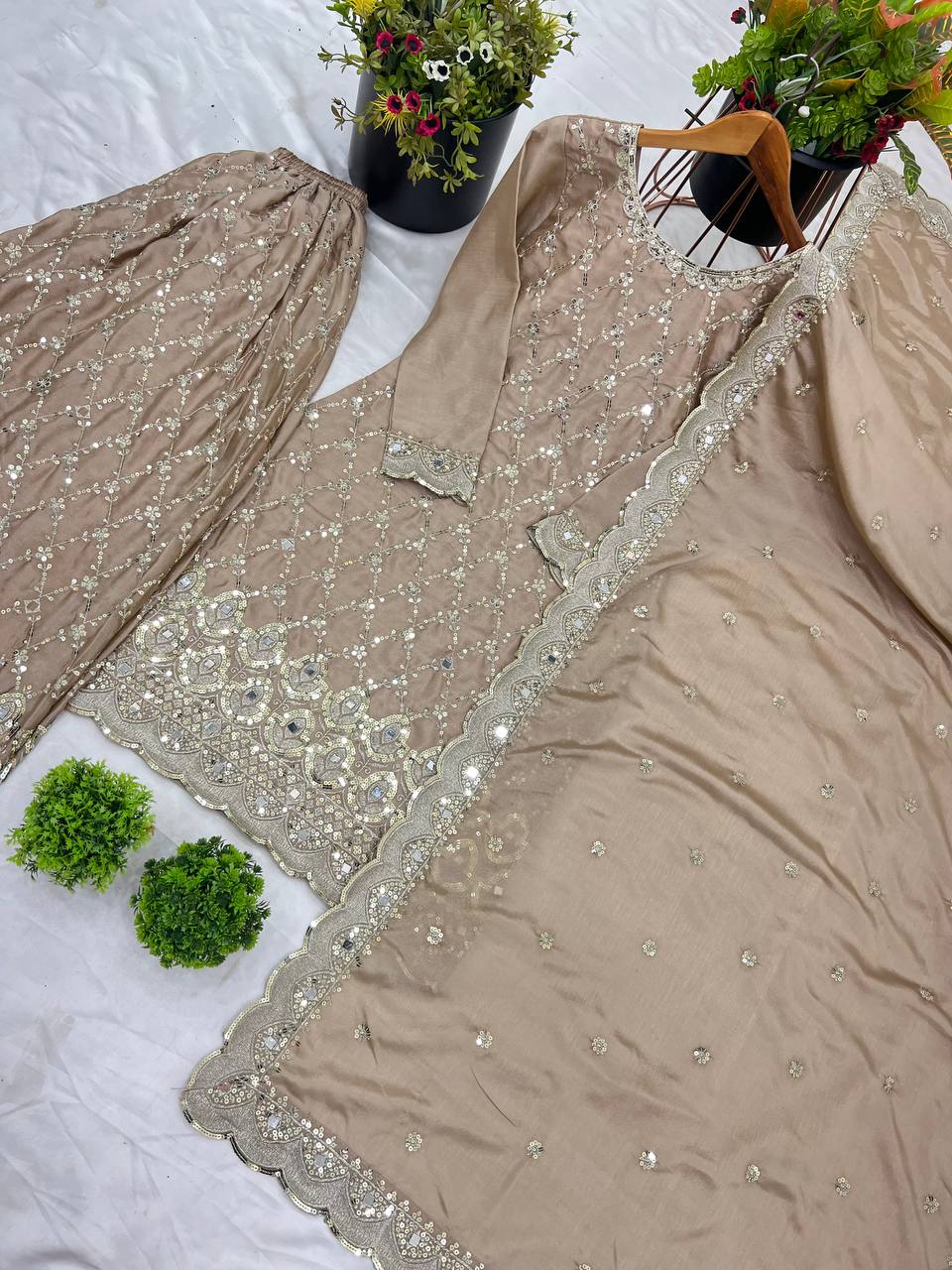 New Sharara Collection - Faux Georgette Top-Bottom and Dupatta Set
