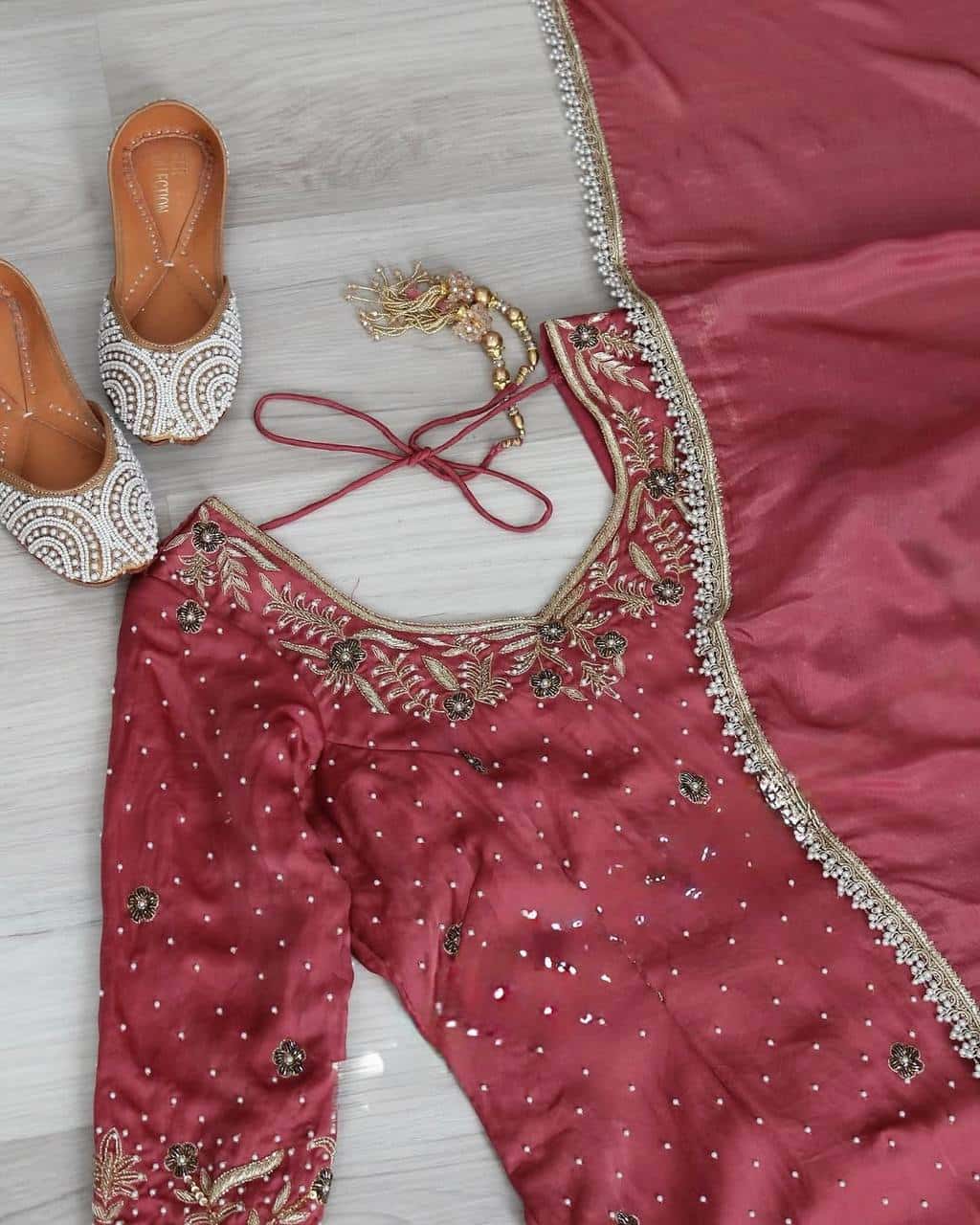 Elegant Gold Crush Top with Plazzo and Dupatta Set
