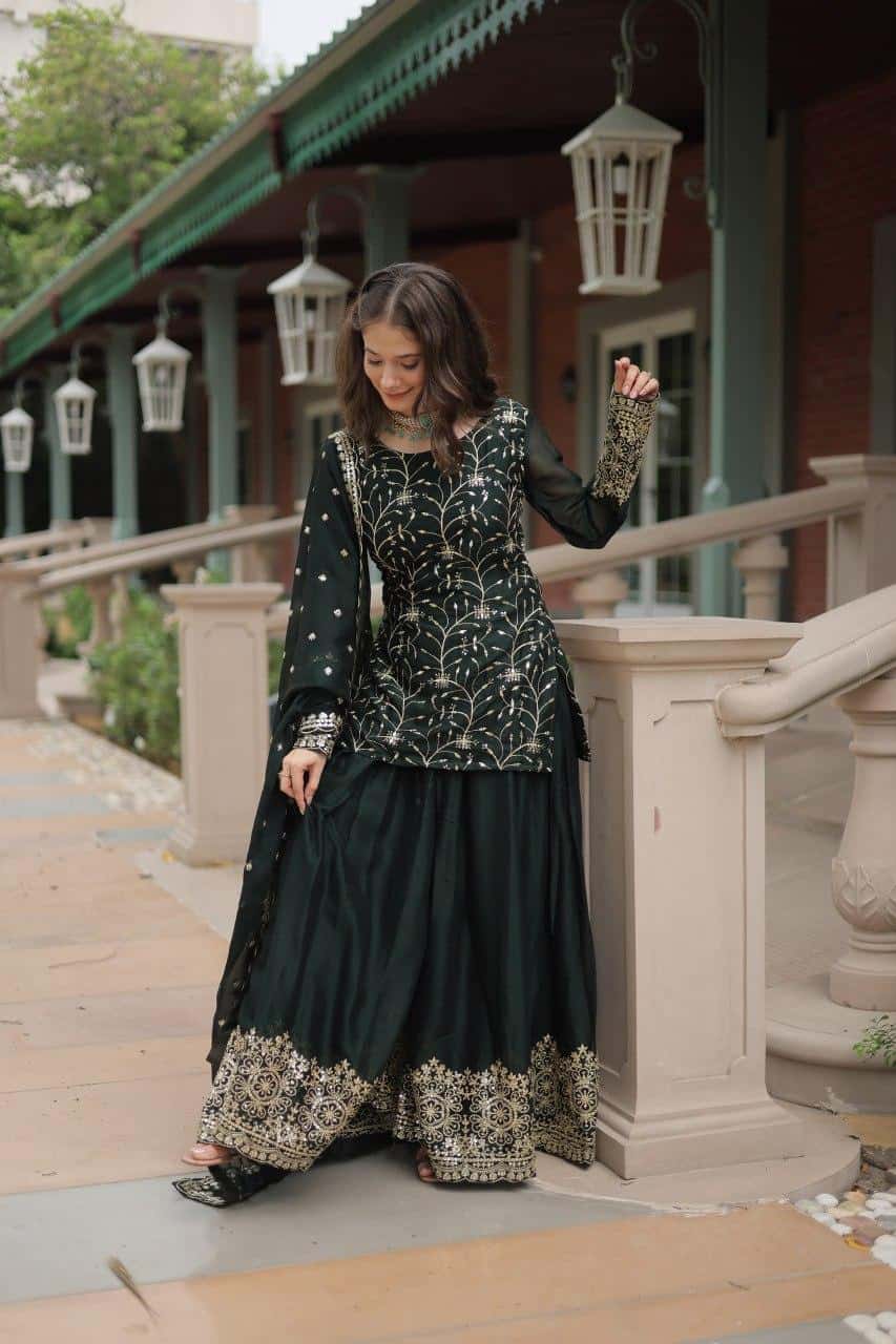 Rangoli Silk Kurta Palazzo with Dupatta