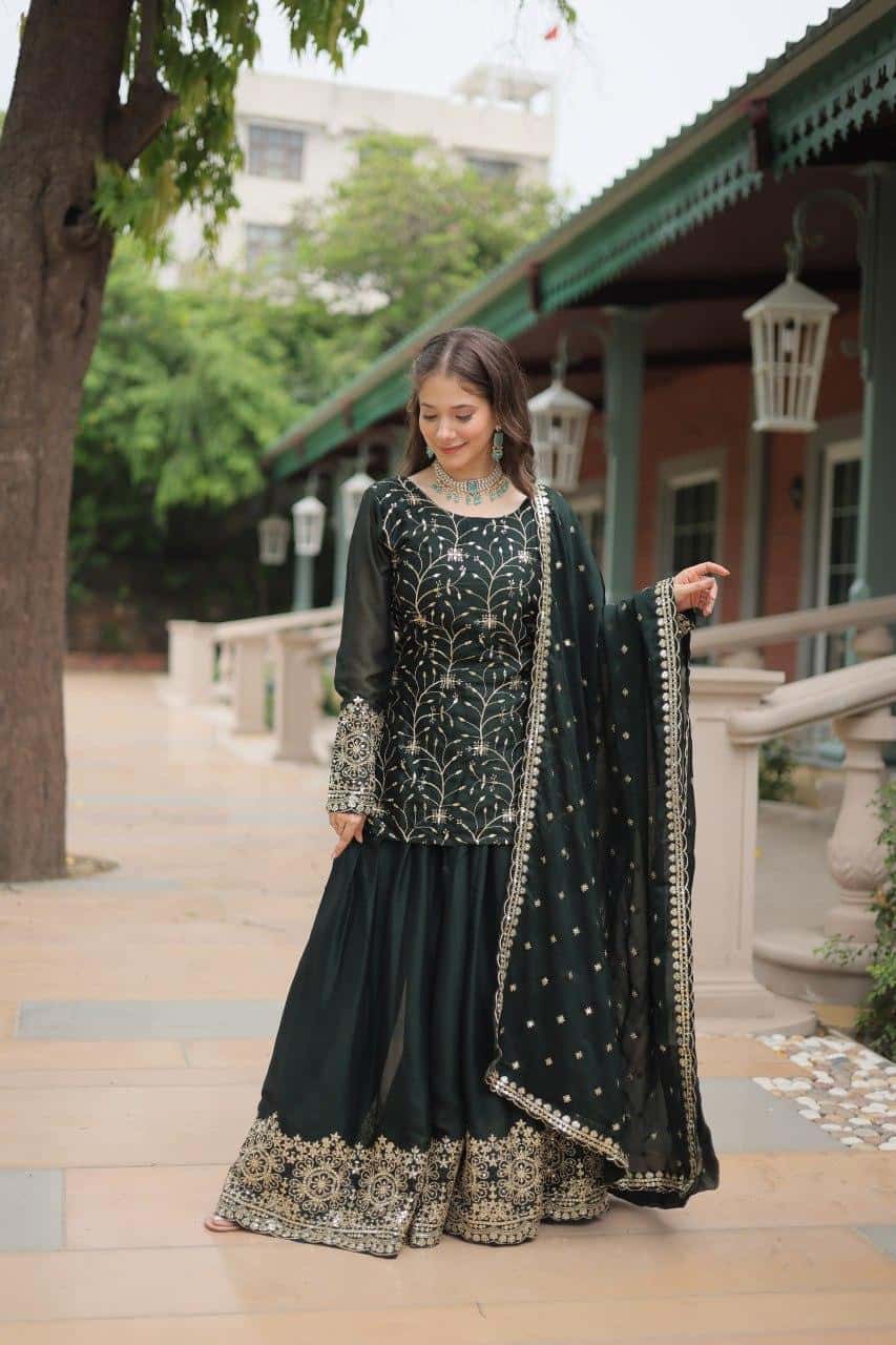 Rangoli Silk Kurta Palazzo with Dupatta