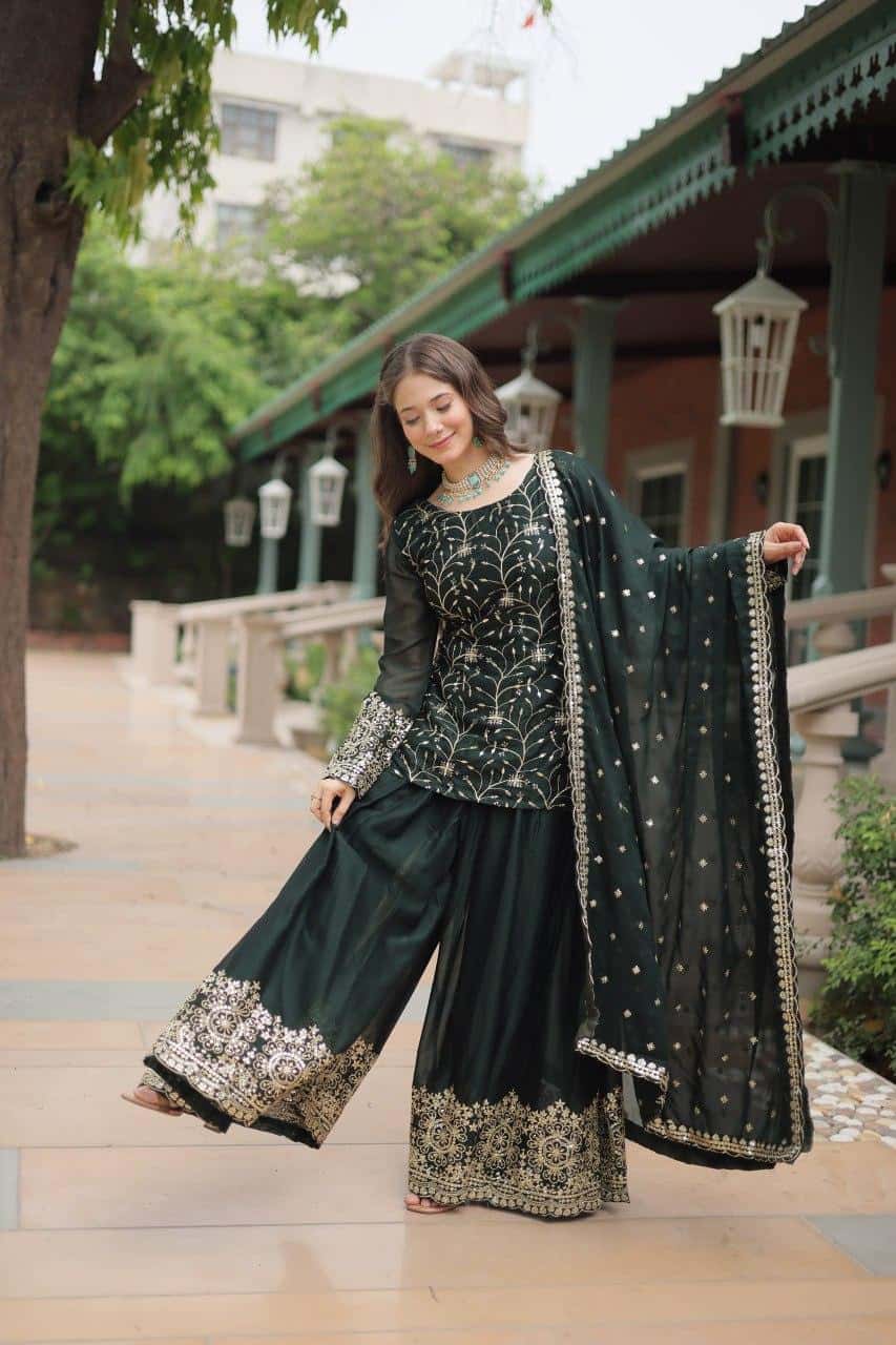 Rangoli Silk Kurta Palazzo with Dupatta