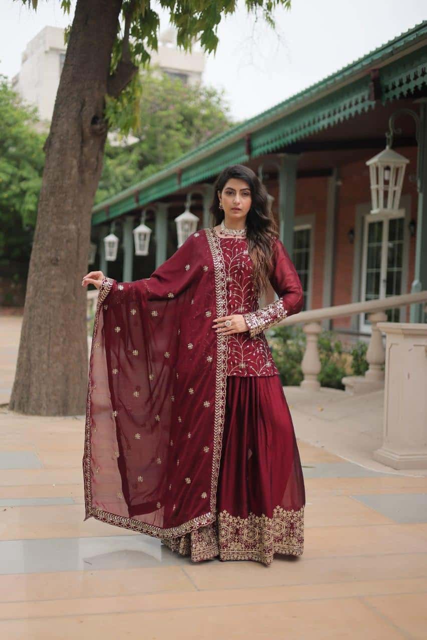 Rangoli Silk Kurta Palazzo with Dupatta