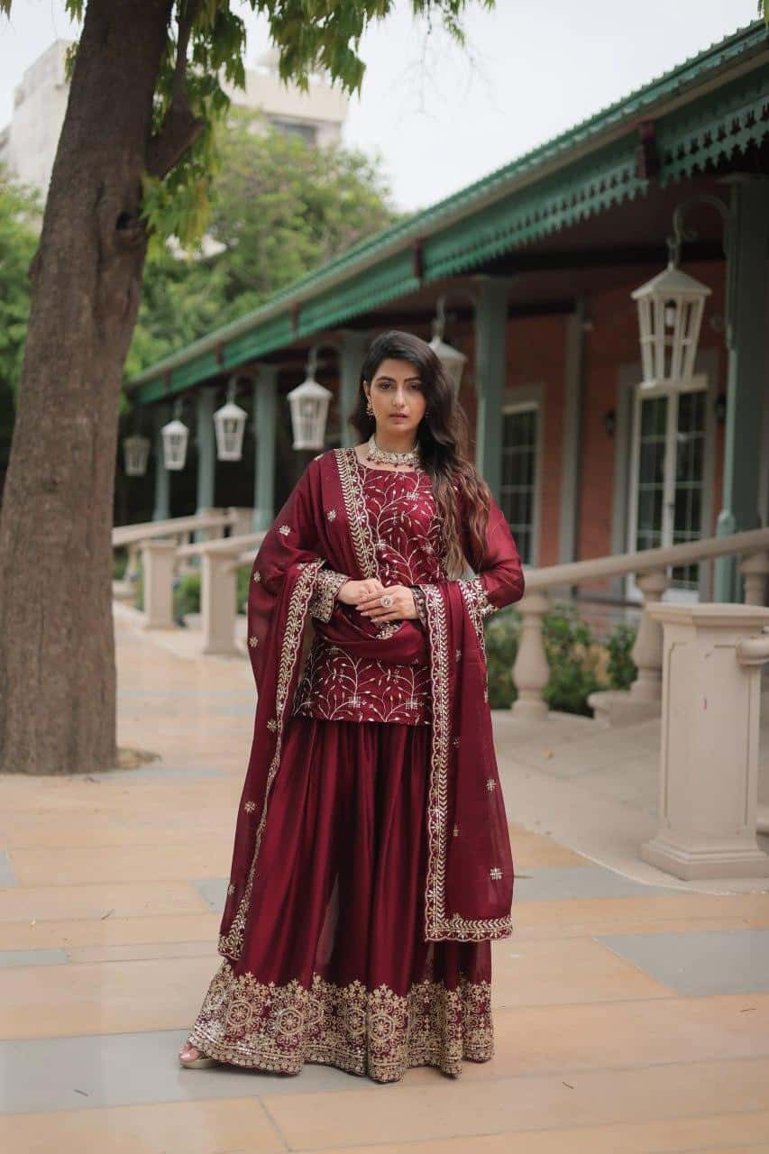 Rangoli Silk Kurta Palazzo with Dupatta