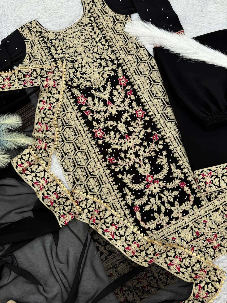 Heavy Faux Georgette Kurta Palazzo with Dupatta