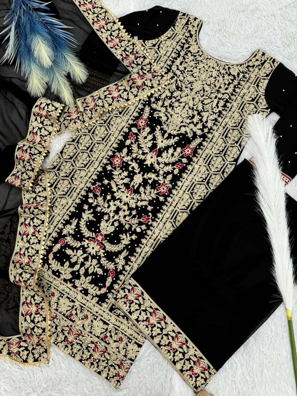 Heavy Faux Georgette Kurta Palazzo with Dupatta
